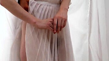 Hot blonde teen strips and blows boss after clothes ripped!