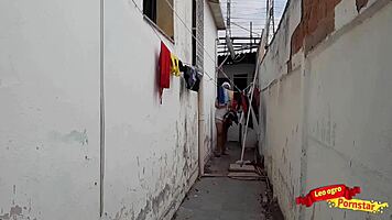 Two young and juicy maids get pounded in the backyard and he makes her swallow his load