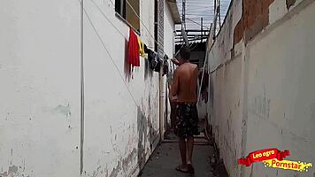 Two young and juicy maids get pounded in the backyard and he makes her swallow his load