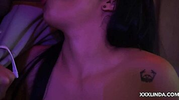 Feeling bold, the latina masturbates passionately in front of her boyfriend, showcasing her big natural tits