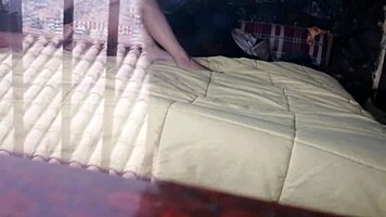 I spy on my secretary masturbating her pussy during an outdoor video call from the window