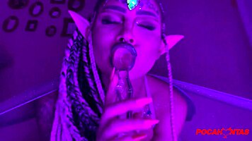 Young brazilian girl performs anal on big ass with glass dildo in victorious halloween private cam