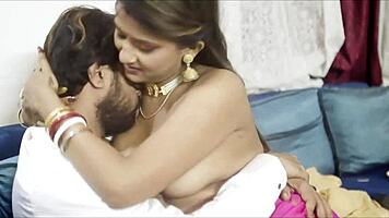 hot indian wife enjoys steamy bedroom action with her husband.