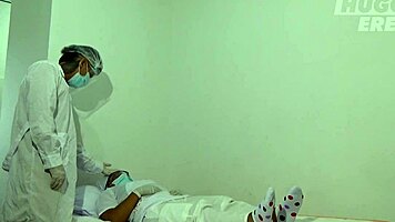 emotional moment receiving covid-19 vaccine at the hospital