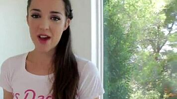 brunette teen 18+ sucking big cock gets cum on face in high definition