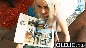 Horny nympho feels intense pleasure as fat man fucks her sweet pussy