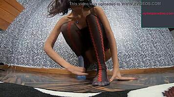 Adriana Lima Riding Big Dildo In Pantyhose!