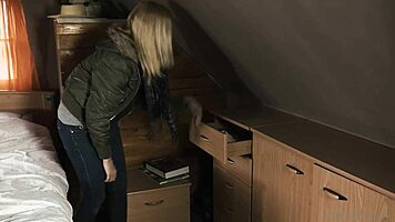 blonde delphine masturbating with fingering and small tits