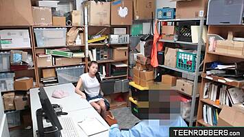 wild sex with a petite teen shoplifter and a brawny officer