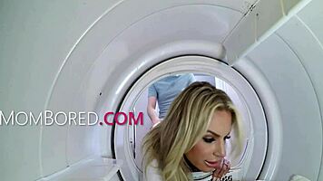 Country girls Cory Chase and Lexi Lore freeuse in barn.