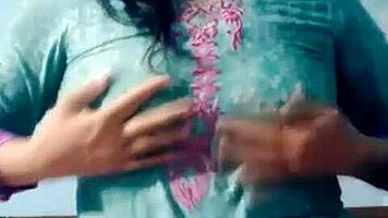 Unsatisfied indian teen satisfying herself on webcam with big boobs.