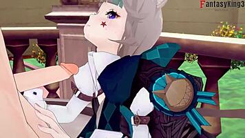 Watch Lynette From Genshin Impact Give An Intense Blowjob In This Hentai Scene!