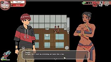 spooky milk life hentai game. rough femdom handjob at the gym