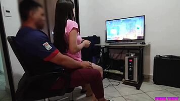 Niece Plays On Pc Sitting On Legs