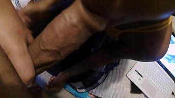 Ebony beauty swallows every drop in this intense interracial facial