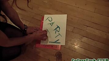 euro college teen joins hot sticky christmas dorm party