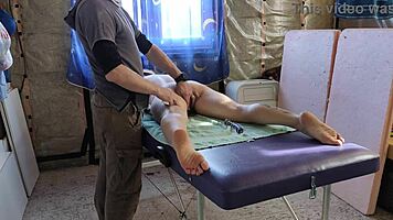 redhead sasha grein came for massage, got fully undressed by him