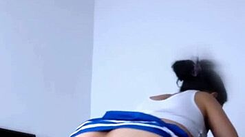 Cute teen stepsister rides stepbrother's cock intensely.