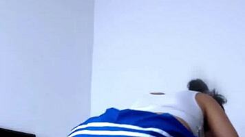 Cute teen stepsister rides stepbrother's cock intensely.