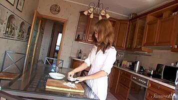 Man, watching Darien rub pancake mix on her nude teen body is wild!