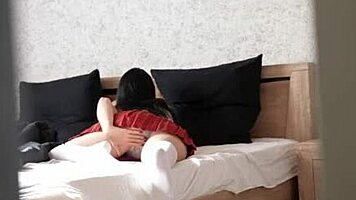 Voyeur Stepsister Caught Masturbating and Riding Hard in Homemade Upskirt Clip