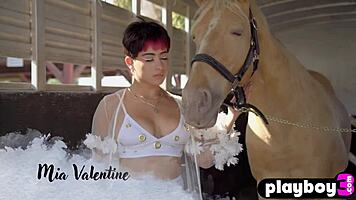 Beautiful Big Tits Teen 18+ Mia Valentine Reveals Curvy Body with Striptease and Undressing