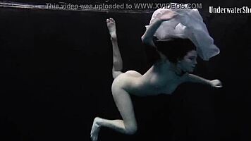 aqua girl andrejka strips underwater in pool