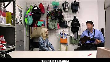 tiny blonde shoplifter fucks officer no charges