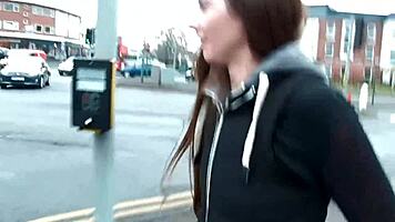 Naughty Brunette Babe Leyla Outdoors