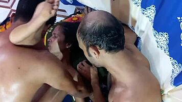 hanif, popy khatun, and manik mia in a wild bengali threesome with ebony babe bent over by two white guys