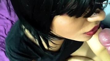 this teen gives a sloppy blowjob with beautiful lips 😘