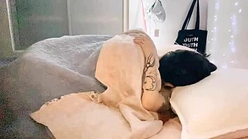 Hey, check out this tattooed punk latina brunette giving a delicious blowjob to her cute amateur partner.