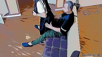 Girl Plays Video Games On Lap And Moves Around In Cartoon Hentai