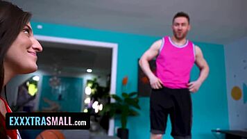 petite teen loses bet and becomes roommate's personal freeuse cheerleader for a day