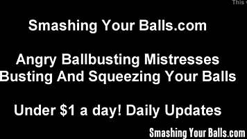 Teen femdom dominatrix kicks balls hard in bdsm making them swell painfully