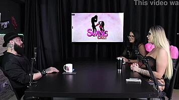 gabe spec's submissive serves top in sheer red lingerie