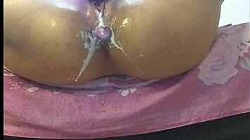 Beautiful Teen 18+ Housewife Masturbates Secretly With Toys, Spilling Milk On Oiled Body