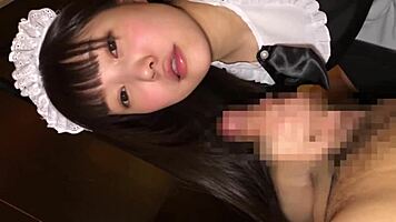 i shot seriri-chan 18 in erotic maid cosplay giving blowjob and footjob