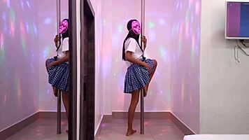Want to see this hot brunette student dance for her professor?
