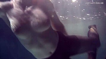 Lozhkova bathes in see through shorts in the pool