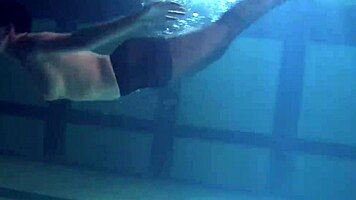 Lozhkova bathes in see through shorts in the pool