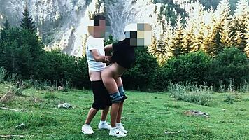 Big Ass Tourist Bent Over in Forest Doggy
