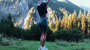 Big Ass Tourist Bent Over in Forest Doggy