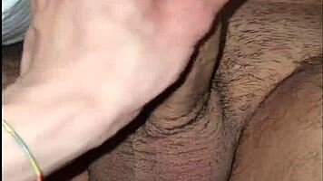 italian girl gives handjob to wake boyfriend lovingly