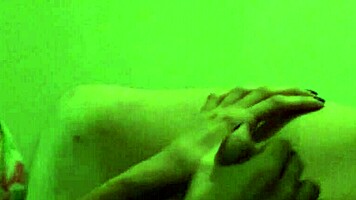 Ashley gives night blowjob to boyfriend in star bra.