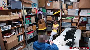 Petite Shoplifter Fucks Security Officer