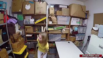 Petite Shoplifter Fucks Security Officer