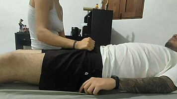 My little stepsister sneaks into my room while I'm resting and sucks my dick with big ass