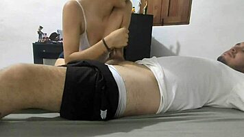 My little stepsister sneaks into my room while I'm resting and sucks my dick with big ass