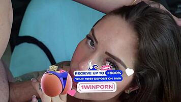 Wife deepthroat cumshot in live interview casting